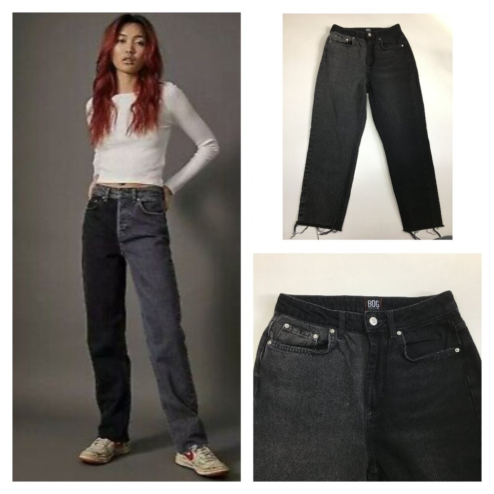 BDG Urban Outfitters 5 Pocket Black Gray 2 Tone PAX Straight Leg Jeans